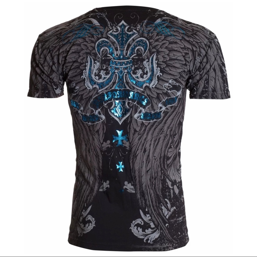 Xtreme Couture by Affliction Men's T-Shirt SANDSTONE Black Biker Cross S-5XL - Picture 3 of 6